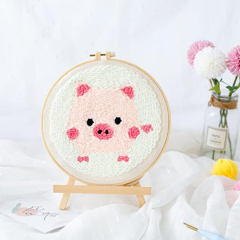 Punch Needle Embroidery kit DIY Pig Cross Stitch Hoop Craft Kits Handcraft Embroidery......