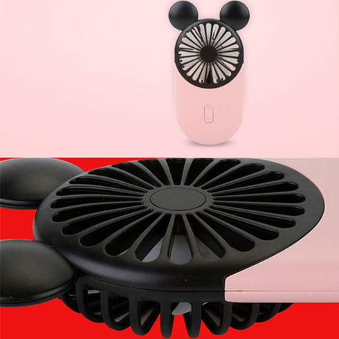 Cute Personal Mini Fan, Handheld & Portable USB Rechargeable Fan with Beautiful LED Light, 3 Adjustable Speeds, Portable Holder, for Indoor Or Out...