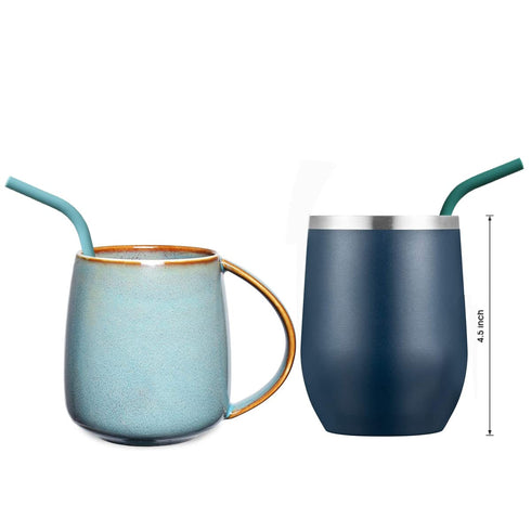 Reusable Thin Short 6.7" Cute Silicone Bendy Straws for Toddlers&Kids&Baby,6 10 12 oz Wine/Yeti Tumbler, Coffee/Cocktail Mug,Soda Cans,Take n toss...