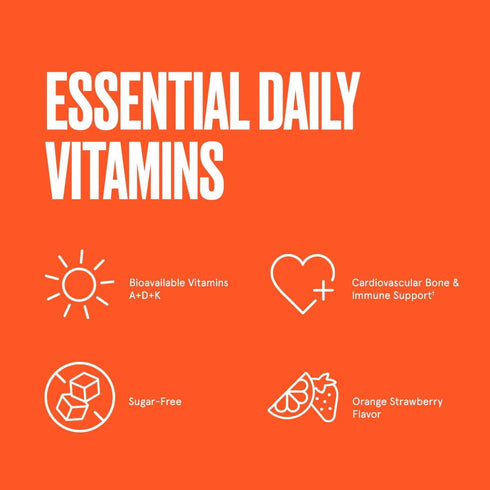 Bulletproof Sugar-Free Orange Strawberry Vitamins A+D+K Gummies, 60 Count, Keto Supplement for Heart, Bone and Immune Support, New and Improved Fo...