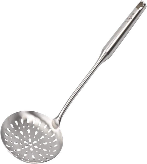 Slotted Spoon Stainless Steel For Cooking Deep Frying Metal Skimmer Spider Strainer Ladle Heavy Duty Professional Long Handle...