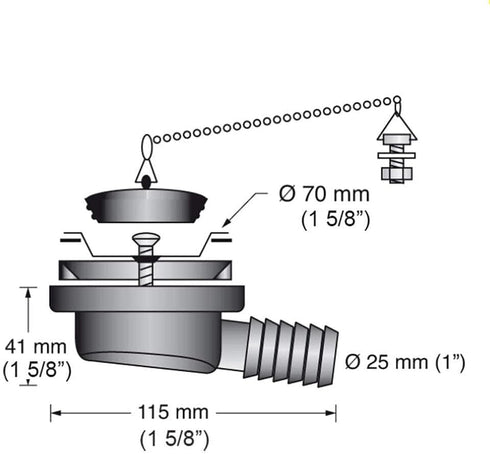 Scandvik Low Profile Drain Stopper - 1" Outlet...