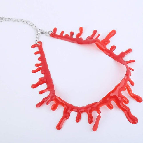 Halloween Dripping Blood Necklace Bloody Choker Collarbone Chain Horror Vampire Red Clavicle Necklace Drip Blood Pendants Women Cosplay Costume Pa...