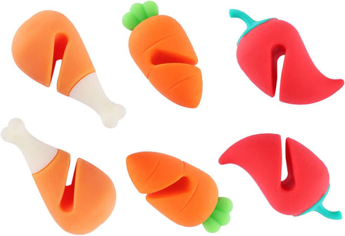 6 Pack Pot Lid Lifter Silicone Heat Resistant Spill Proof Pan Cover Stand Holder Clip Steam Releaser Stopper for Soup Pots Kitchen Gadgets (Carrot...