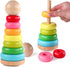 Stacking Rings Toy Wooden Rainbow Stacker Toddler Learning Toys for 18 Months 2 Year Old Baby Boys Girls Non-toxic...