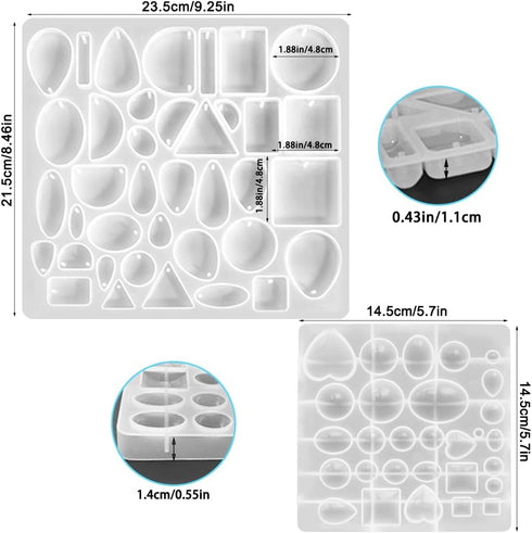 2 Pack Resin Molds Jewelry, findTop Jewelry Molds for Resin Casting, Silicone Molds for Epoxy Resin for Pendant, Earrings, Necklace, Keychains...