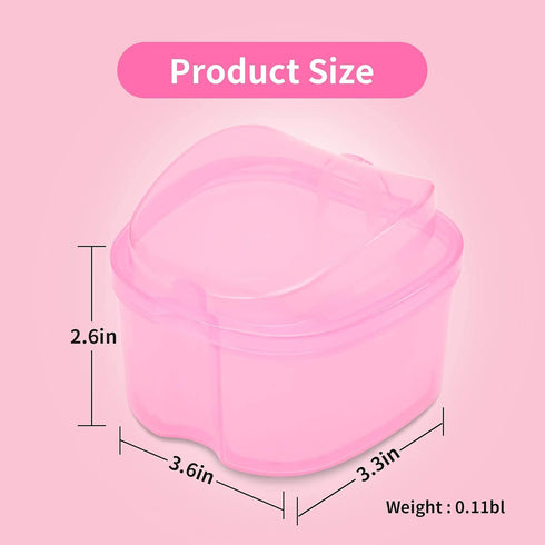 Dental Orthodontic Retainer Container Cleaning Case,Denture Bath Box Case Cup Holder, Mouthguard Storage Soaking Case - Pink...