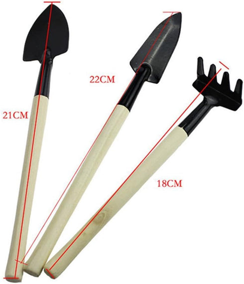 3 Pieces Mini Spade Shovel Harrow Gardening Tool Set Potted Plants Maintenance Suit with Wooden Handle Garden Tool for Indoor houseplant(3 Pack)...