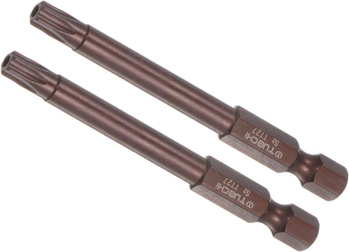 Magnetic Torx Screwdriver Bit, T27 3" Length 1/4" Hex Shank, S2 Steel Star 6 Point Drill Driver Tamper Proof - (Applications: for Auto Repair), 2-...