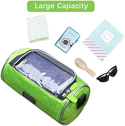 Waterproof Bicycle Handlebar Bag with Transparent Pouch and Adjustable Strap High-capacity Cycling Front Pack (Green)...