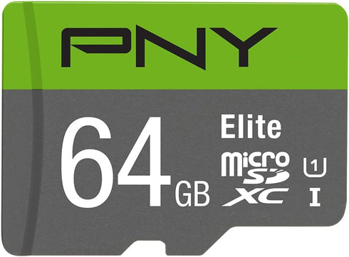 PNY 64GB Elite Class 10 U1 microSDXC Flash Memory Card - 100MB/s, Class 10, U1, Full HD, UHS-I, Micro SD (Pack of 1)...