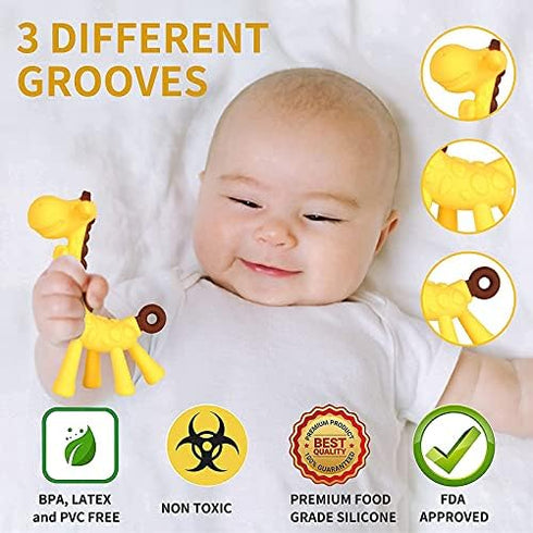 Baby Teething Toys 3-6 Months, Silicone Baby Teether Freezer BPA Free, Babies Teething Relief Sore Gums, Banana Finger Toothbrush, Fruit Shape Gir...