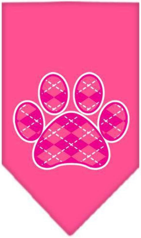 Mirage Pet Products Argyle Paw Pink Screen Print Bandana for Pets, Small, Orange...