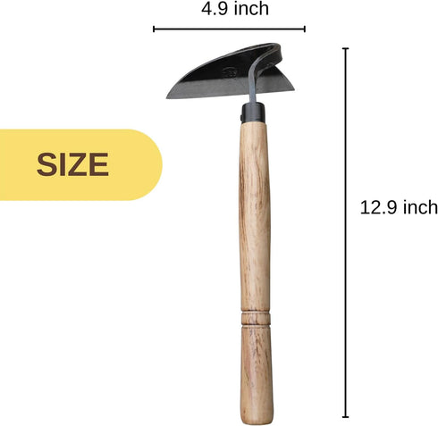 Japanese Weeding Sickle Hand Sickle?Hoe Gardening Tools for Weeding and Cultivating Weed Remover Tool High-Carbon Steel with Hard Solid Wood Handl...