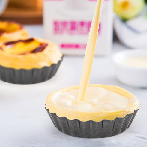 12 pcs Egg Tart Molds, 3" Mini Tart Pans Removable Bottom, Cupcake Cake Muffin Mold Tin Pan Baking Tool, Reusable Quiche Bakeware Carbon Steel for...