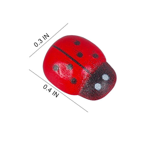 Dong Huang 200pcs Mini Fake Ladybug Model Figurine, Miniature Self-Adhesive Wooden Ladybugs Stickers, Micro Landscape Decor for Home Fairy Garden ...