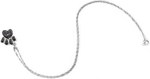 925 Sterling Silver Cubic Zirconia Animal Kitten Cat Paw Print Dolphin Pendant Necklace 17" / 18" Chain (Paw Print)...