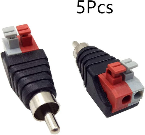 5pcs Speaker Phono RCA Male to 2 Screw Terminal Female Strip Audio Video Spring Press Type Balum Connector Adapter (RCA M/AV F)...