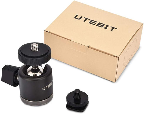 UTEBIT Mini Ball Head, Tripod Head with 1/4" hot Shoe, 360° Rotatable Ball Heads Camera Mount Adapter, Aluminium 20mm Ballhead Compatible with Tri...