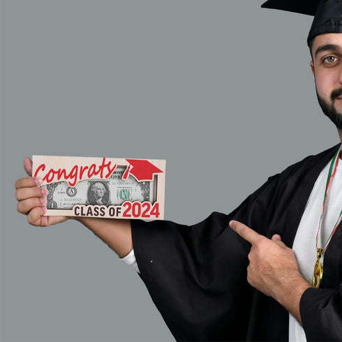 Graduation Money Holder Graduation Gift Wooden Graduation Card Box Cash Holder Envelope Class of 2024 Senior Money Gift for Graduates (2PCS red)...