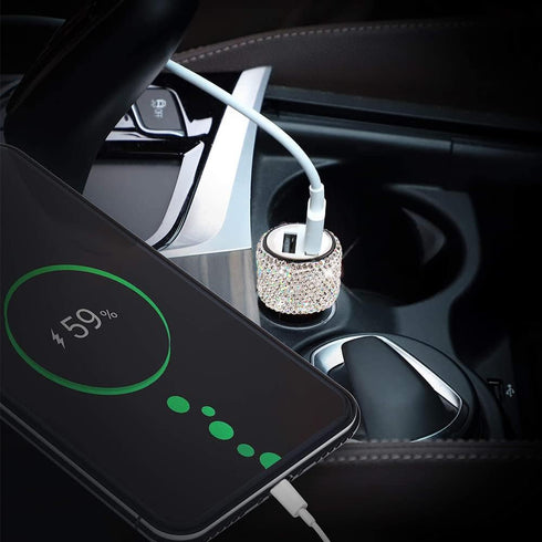Dual USB Car Charger, 5V/2.4A Bling Car Charger, Fast Charge Dual Port USB Car Adapter, Compatible with All Chargers...