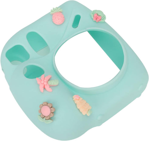 for Instax Mini 7 Plus Camera Silicone Case, Camera Soft Silicone Protective Cover with Adjustable Shoulder Strap (Blue Plant)...