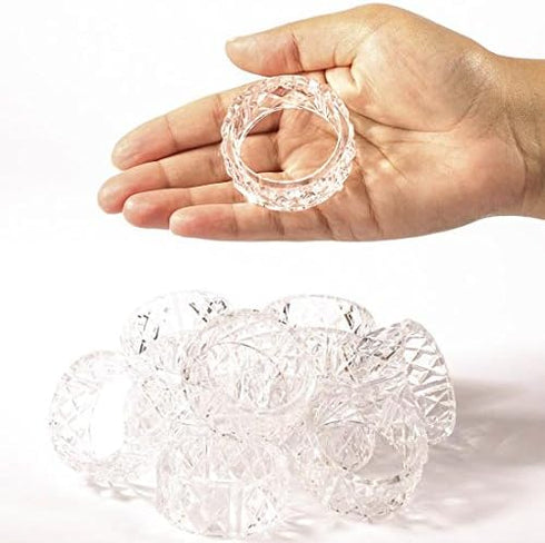 Factory Direct Craft Set of 12 Crystal Look Acrylic Napkin Rings for Table Decor | Clear Napkin Rings for Thanksgiving Dinners, Christmas Parties,...