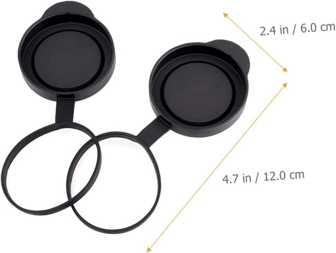Objective Lens Caps 1 Set Eyepiece Cover Protection Objective Lens Cover Binocular Lens Caps Protective for Binoculars Black Rubber Camera Lens Ac...
