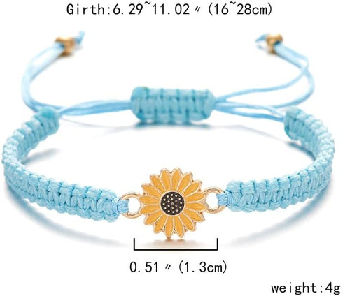 Pingyongchang 4pcs Braided Rope Bracelets Anklet Handmade Colorful Sunflower String Bracelets Boho Adjustable Waterproof Sandy Beach Bracelets Fri...