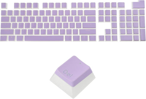 MECCANIXITY 104 Keys Pudding Keycaps Set OEM Profile 60 Percent PBT for 61/87/104 Mechanical Keyboard Layout, Purple & Translucent Double Shot...