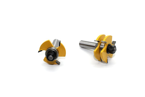 TMAX 2 pc Tongue and Groove Set, Router Bit Set, Wood Door Flooring 3 Teeth Adjustable, 1/2 Inch Shank T Shape Wood Milling Cutter Woodworking Too...
