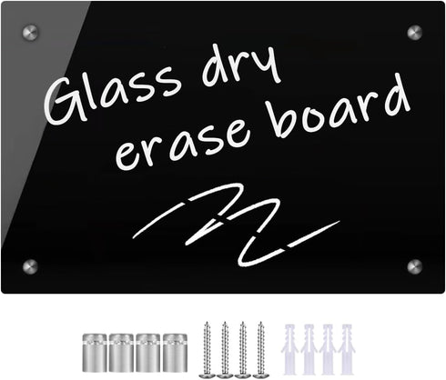 Black Glass Dry Erase Whiteboard, 8" x 12" Frameless Glass White Board for Home,School,Office,Black Surface?Glass BB-BK-2030?...