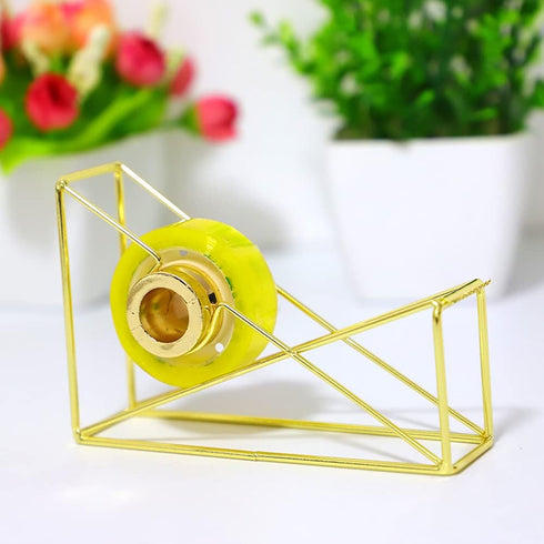 Metal Wire Tape Dispenser Desktop Tape Holder Tape Cutter for Home School Office Supplies, 1 Piece (Gold)...