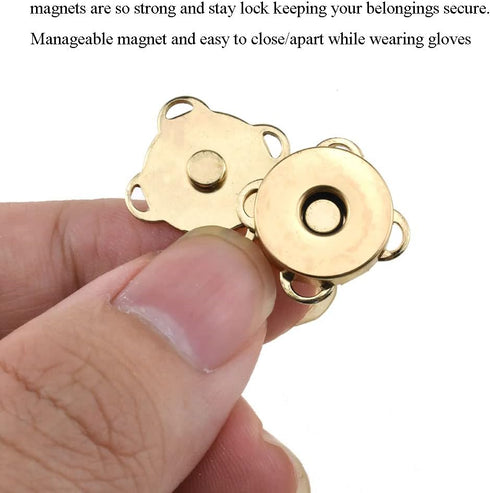 Hahiyo 19.1mm Length Magnetic Buttons Close Effortlessly Strong Bond Manageable Apart Easy Glue Sew-On Fastener Snap Clasps Gold 12 Pieces for Clo...