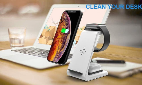 Wireless Charger iPhone,3 in 1 Fast Wireless Charging Station Stand Dock for Apple Watch Ultra/8/7/6/SE/5/4/3/2,Airpods Pro,iPhone 15/15 Pro Max/1...