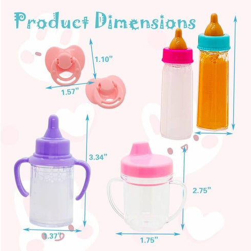Baby Doll Accessories Toys Baby Doll Magic Bottles Disappearing Bottles with Pacifier for 3 4 5 6 Years Old Girls Boys Playset (Samll Set(for 8-12...