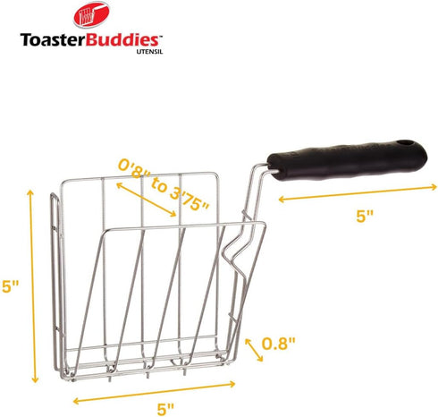 TOASTER BUDDIES, 2-Piece, Toaster basket, Sandwich Racks, 2 Slice-Toaster, Compatible with allmost all pop-up toasters, Toaster gadget, Regular, B...