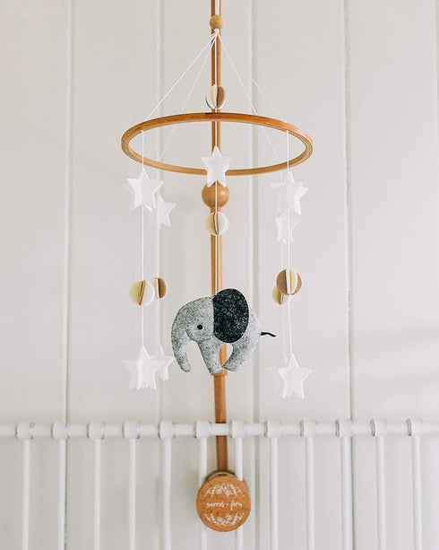 Scandinavian Elephant Baby Crib Mobile - Grey, Portable, Hanging Mobile for Newborns, Parents, Gift-givers...