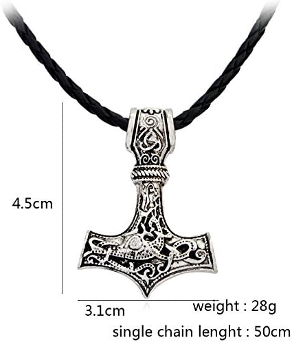Men's Stainless Steel Chain Viking Norse Thor's Hammer Necklace Mjolnir Pendant Necklace Jewelry - Silver...