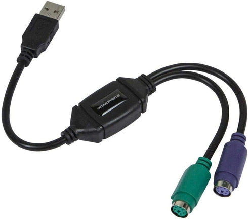 Monoprice PS/2 Keyboard/Mouse to USB Converter Adapter, Black...