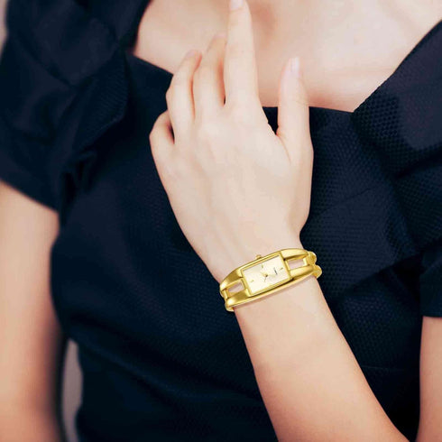 JewelryWe Wrist Watches for Women Elegant Alloy Bangle Watch Analog Square Quartz Dress Watch, for Mother's Day...