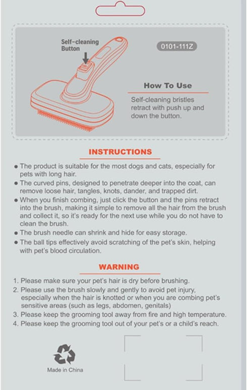 PET SELF-Cleaning Slicker Brush...