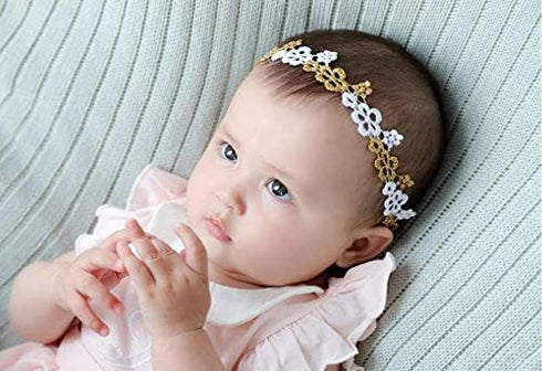 6pcs Lace Floral Headbands for Baby Girl Elastic Flower Bows Hair Bands Beautiful Kid Girl Hairbands Hair Accessories...