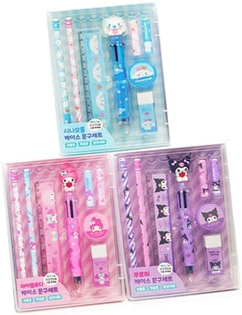 TNB Cute Anime Character Pencil Set, 6 types of pencils Package, design Supplies (Blue)...