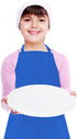 Kids Apron and Chef Hat Set, Adjustable Cotton Child Aprons with Large Pocket Blue Girls Boys Kitchen Bib Aprons for Cooking Baking Painting...
