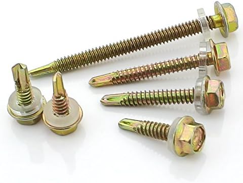 Box of 80 Tek Roofing Screws Hex Head with Sealing Washer for Fixing to Timber 16mm 20mm 25mm 30mm 35mm 40mm 45mm 50mm Free Drive Bit...