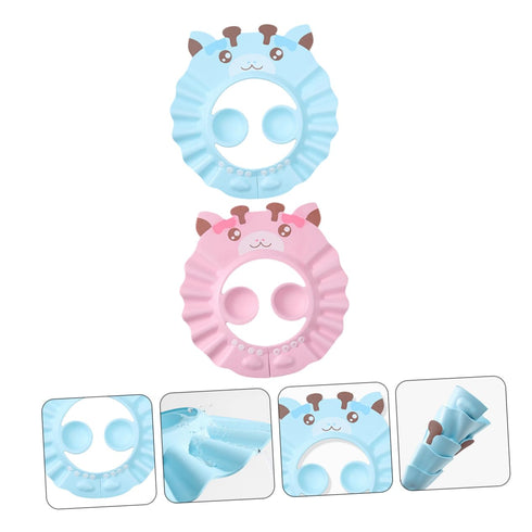 2pcs shower cap baby bath visor hair wash visor Toddler bath cap baby shower bath cap kids hair washing hat silicone shampoo cap baby shampoo viso...