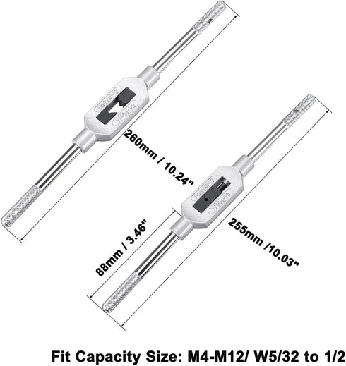 uxcell Adjustable Tap Wrench Handle, for Metric M4-M12 W5/32-1/2 Taps, Thread Tap Holder Reamer Hand Tapping Tool for Machinist Repair, Tool Steel...