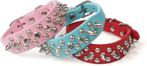Spiked Dog Collars for Medium Dogs, Mushrooms Rivet Studded Anti-Bite Protective Pet Neck Pu Leather Spike Puppy Collars for XXS XS Small Medium L...