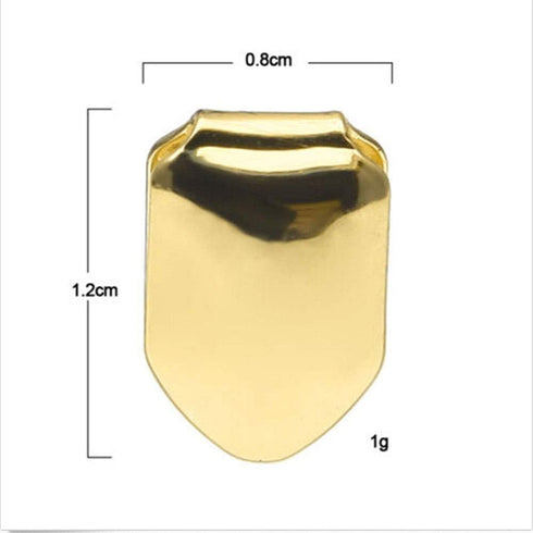 2 Pieces 14K Plated Gold Grillz Hip Hop Top Tooth Single Grill Cap for Teeth Mouth...